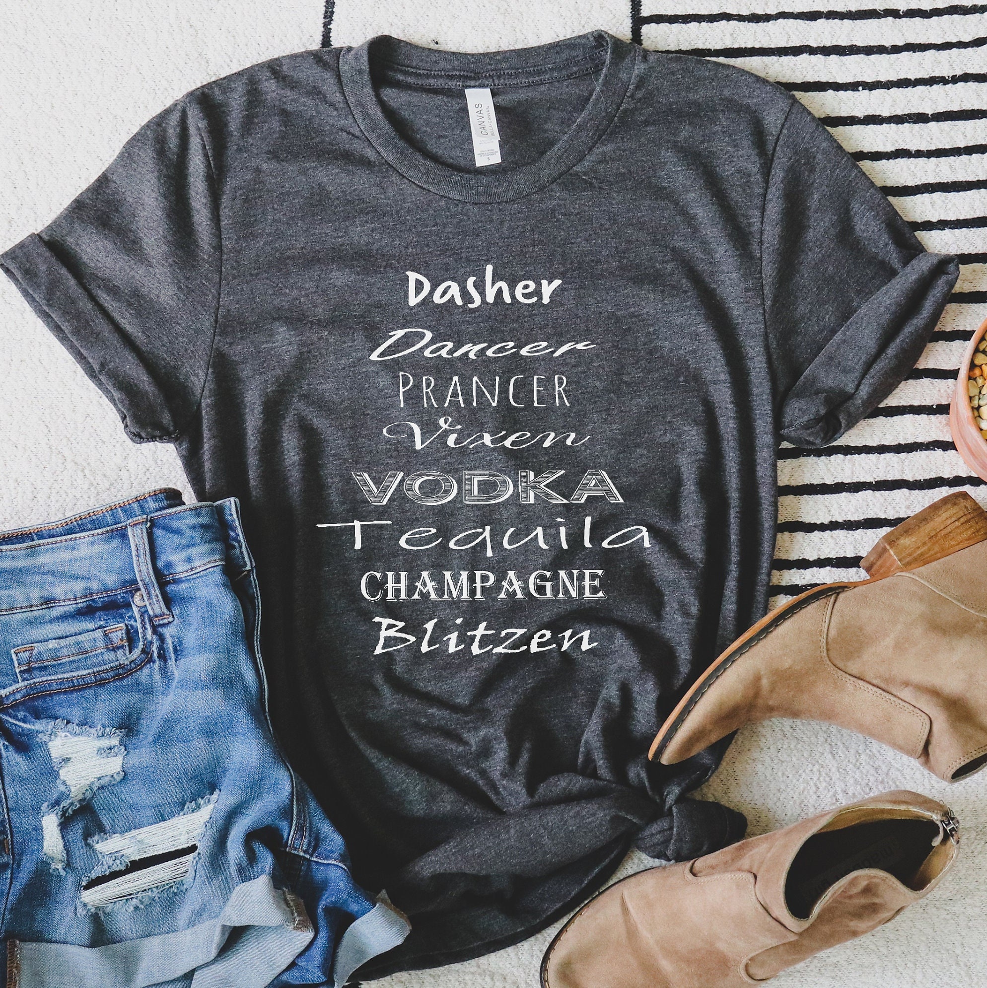 Dasher Dancer Prancer Vixen Vino Prosecco Tequila Blitzen' Crewneck | – Joy Lab Collective - View #2
