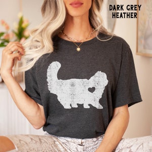 Persian Cat Shirt, Long Haired Cat Heart Tee, Vintage Style Persian Shirts, Cat Lover Gift, Persian Cat Mom Dad Tees