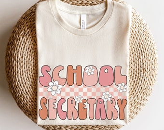 Chemise secrétaire d'école, t-shirt secrétaire d'école rétro, chemises d'équipe d'école, chemise de rentrée, chemises de groupe première journée d'école