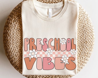 Preschool Vibes Shirt, Preschool Teacher Shirt, Crew Team Shirts, Back to School Shirt, Retro Preschool Tee, Kids First Day of Preschool Tee