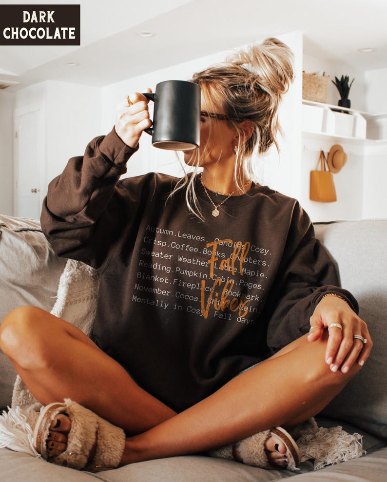 Fall Vibes Sweatshirt, Cozy Season Crewneck, Autumn Leaves Coffee Books ...