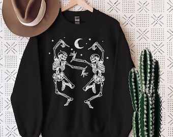 Dancing Skeletons, Halloween Sweatshirt for Men or Women, Skeleton Sweatshirt, Unisex Halloween Crewneck Sweater