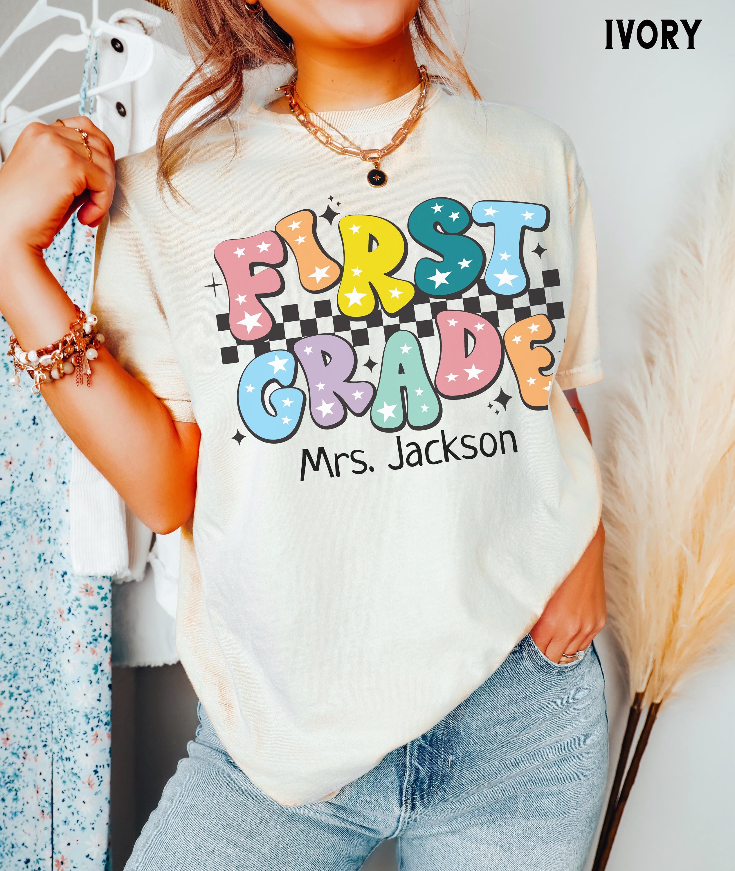 INCISION Tシャツ XL pre-GRADE Retro First Grade Shirt, Comfort Colors® Teacher Tee, Back to