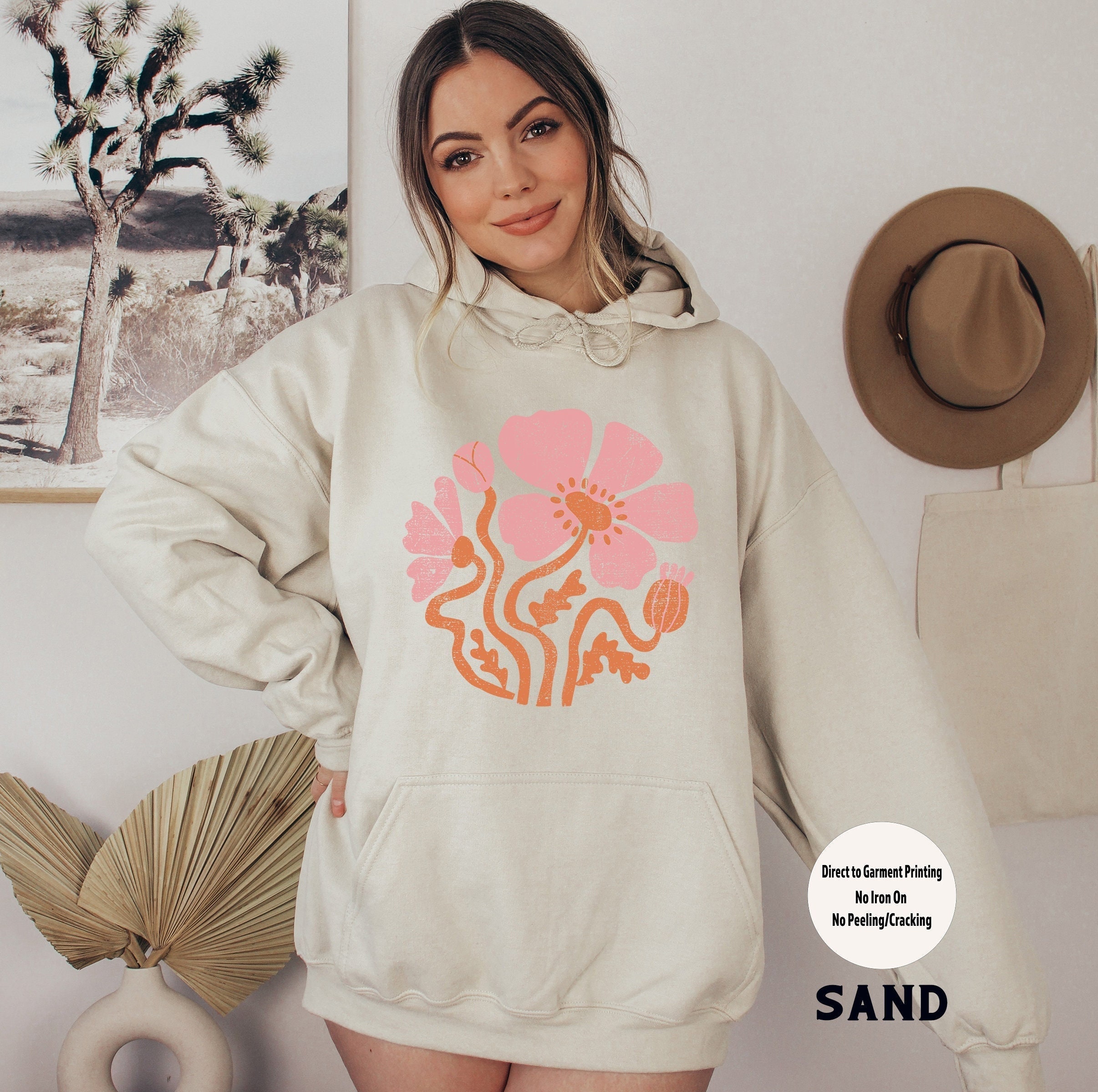 Retro Flower Sweatshirt, Wildflower Crewneck, Vintage Floral