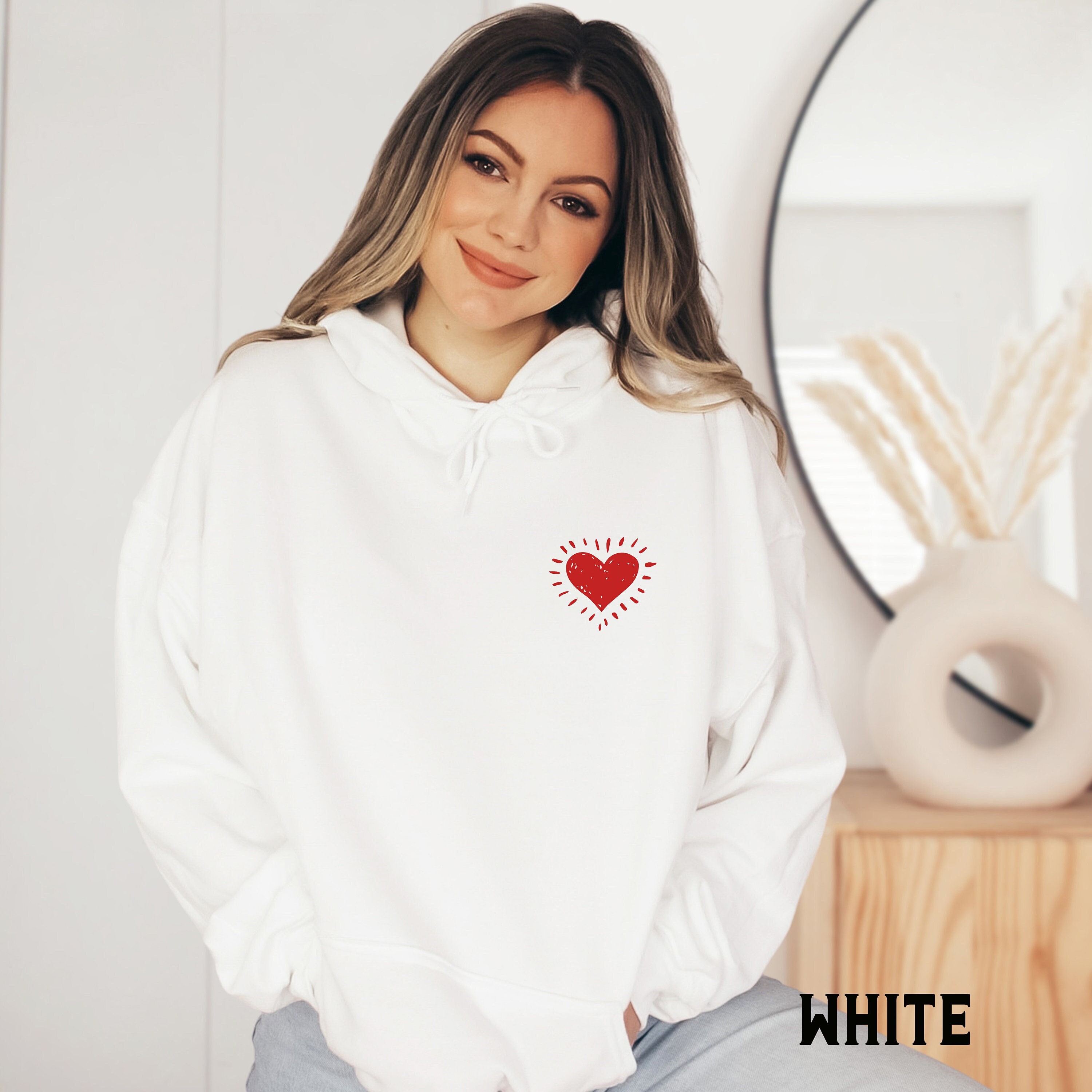 Minimal Heart Sweatshirt for Women Women s Valentine Red Heart Hoodie Winter Spring Sweatshirt Travel Hiking Camping Gift for Her Etsy