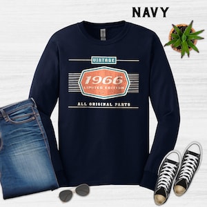 60th Birthday Gift, 1966 Birthday Unisex Shirt, Car Lover Dad Grandpa Gifts Navy
