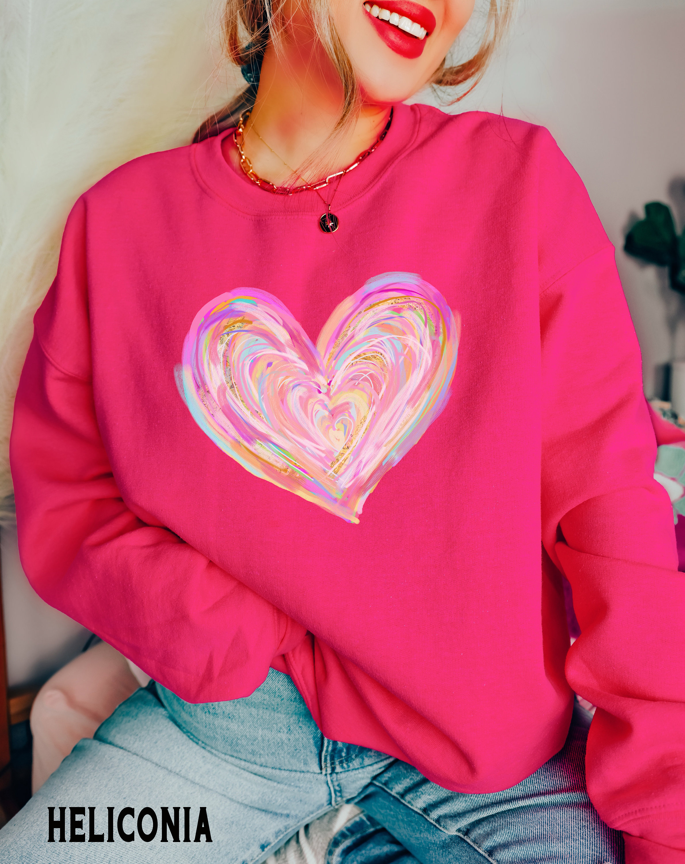 Women's Watercolor Heart Sweatshirt Or Hoodie, Spring Travel Hiking Sweater, Gifts For Her