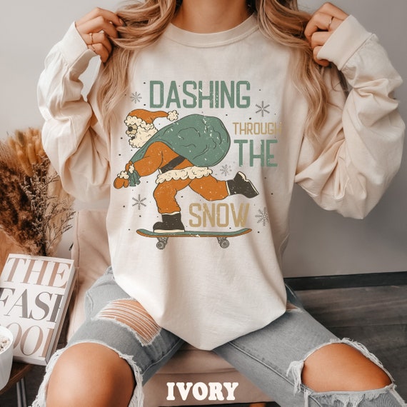 Comfort Colors® Long Sleeve Funny Christmas Santa Shirt, Dashing