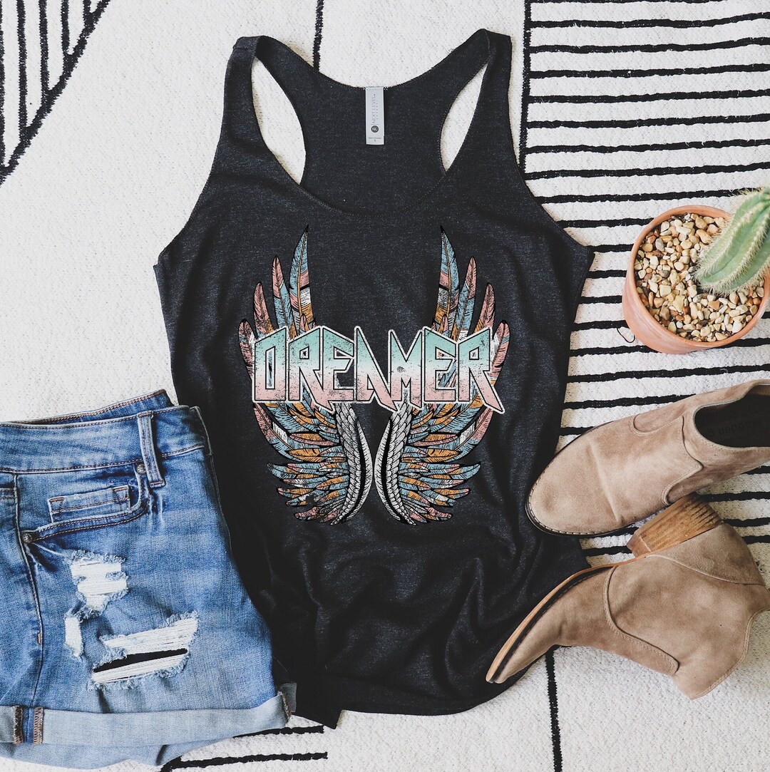 Dreamer Shirt, Dreamer Tank Top, Retro Tank, Rock Tank, Wings Shirt ...
