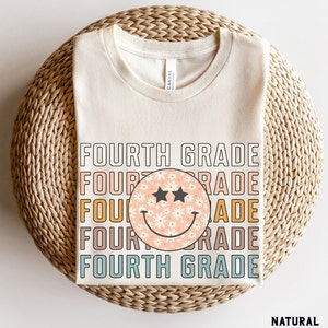 Fourth Grade Shirt, Fourth Grade Teacher Shirt, 4th Grade Team Shirts, Back to School Shirts, Retro Kids First Day of 4th Grade Tee Natural