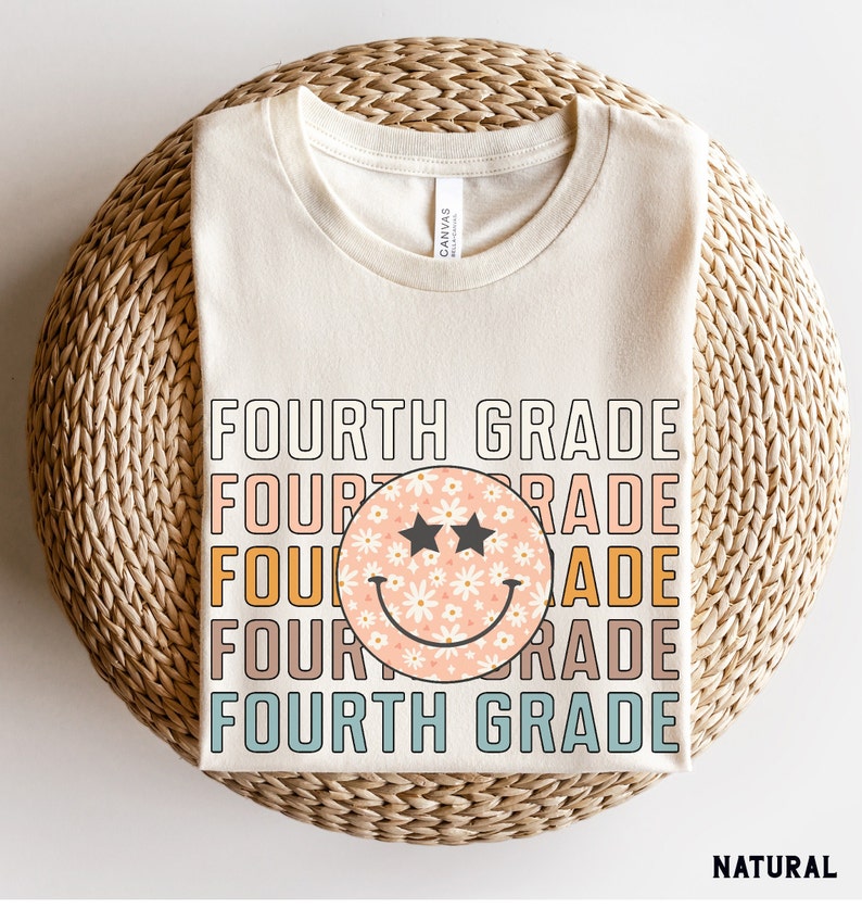 Fourth Grade Shirt, Fourth Grade Teacher Shirt, 4th Grade Team Shirts, Back to School Shirts, Retro Kids First Day of 4th Grade Tee Natural