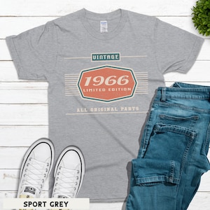 60th Birthday Gift, 1966 Birthday Unisex Shirt, Car Lover Dad Grandpa Gifts Sport Grey
