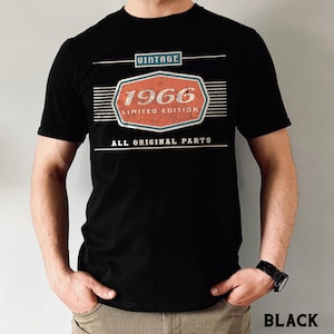 60th Birthday Gift, 1966 Birthday Unisex Shirt, Car Lover Dad Grandpa Gifts Black