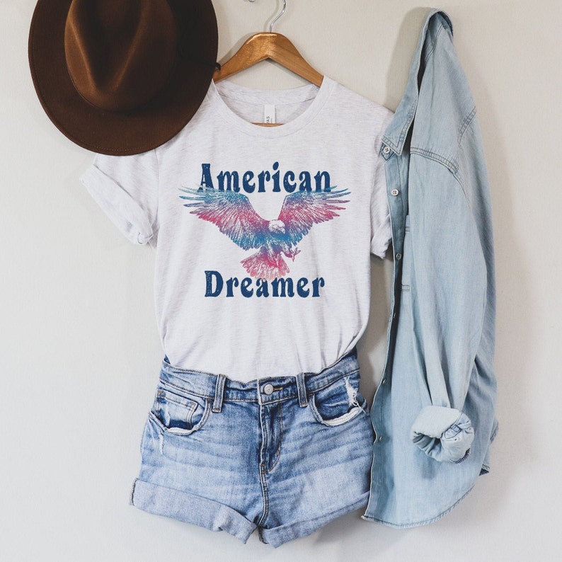 American Dreamer Eagle Shirt, 4th of July Shirt, 4th of July Tee, Vintage 4th of July Eagle shirts, Vintage Eagle tee, Retro 4th of July tee Ash