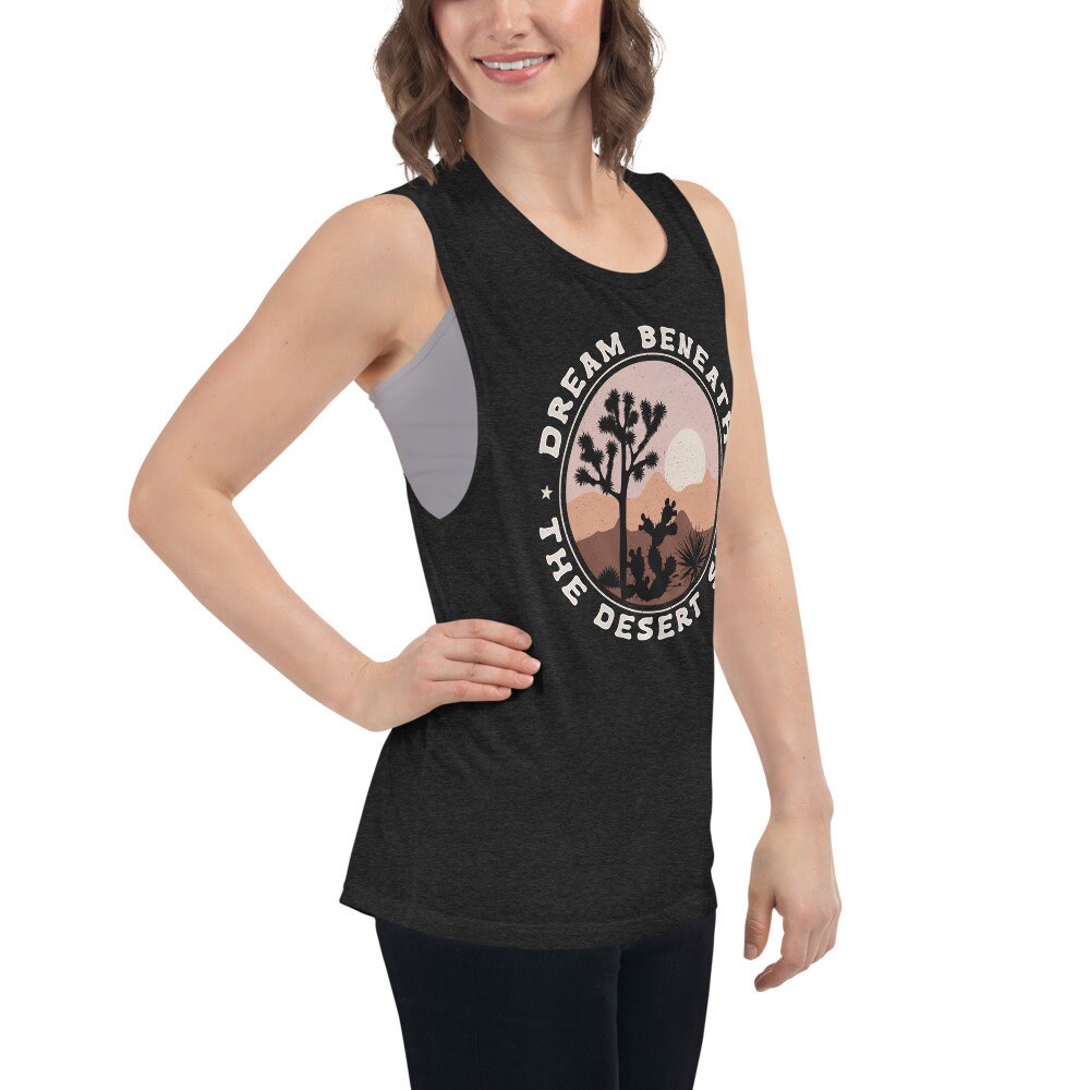 Womens Desert Sky Graphic Muscle Tank, Desert Tank Top Women