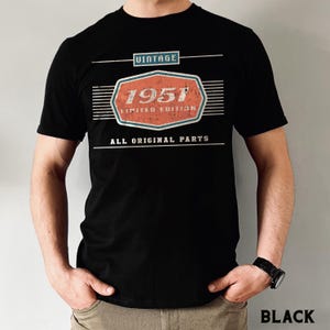 75th Birthday Gift, 1951 Birthday Unisex Shirt for Dad, Car Lover Grandpa Gifts Black