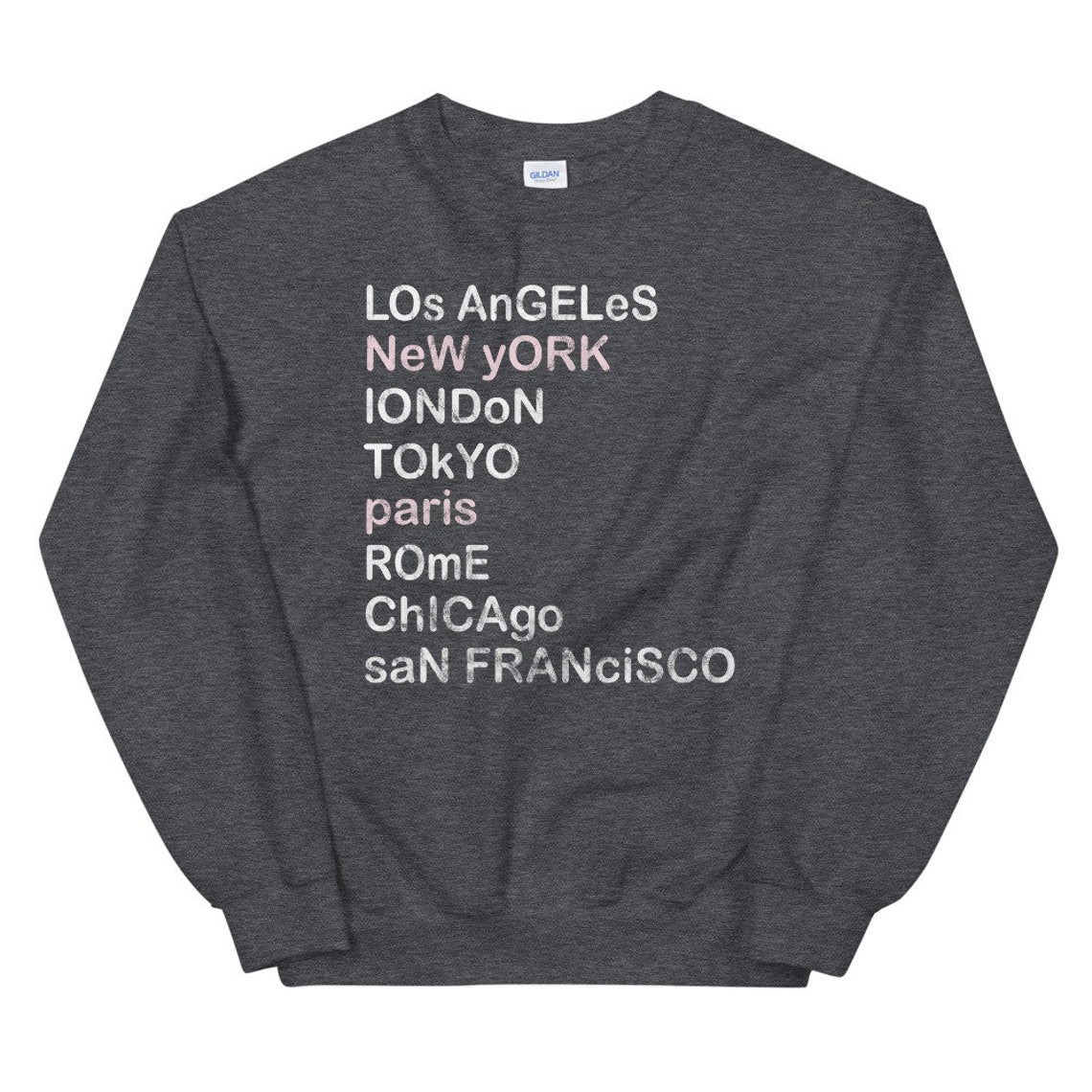 City Sweatshirt Major City List Sweater Vintage Graphic - Etsy