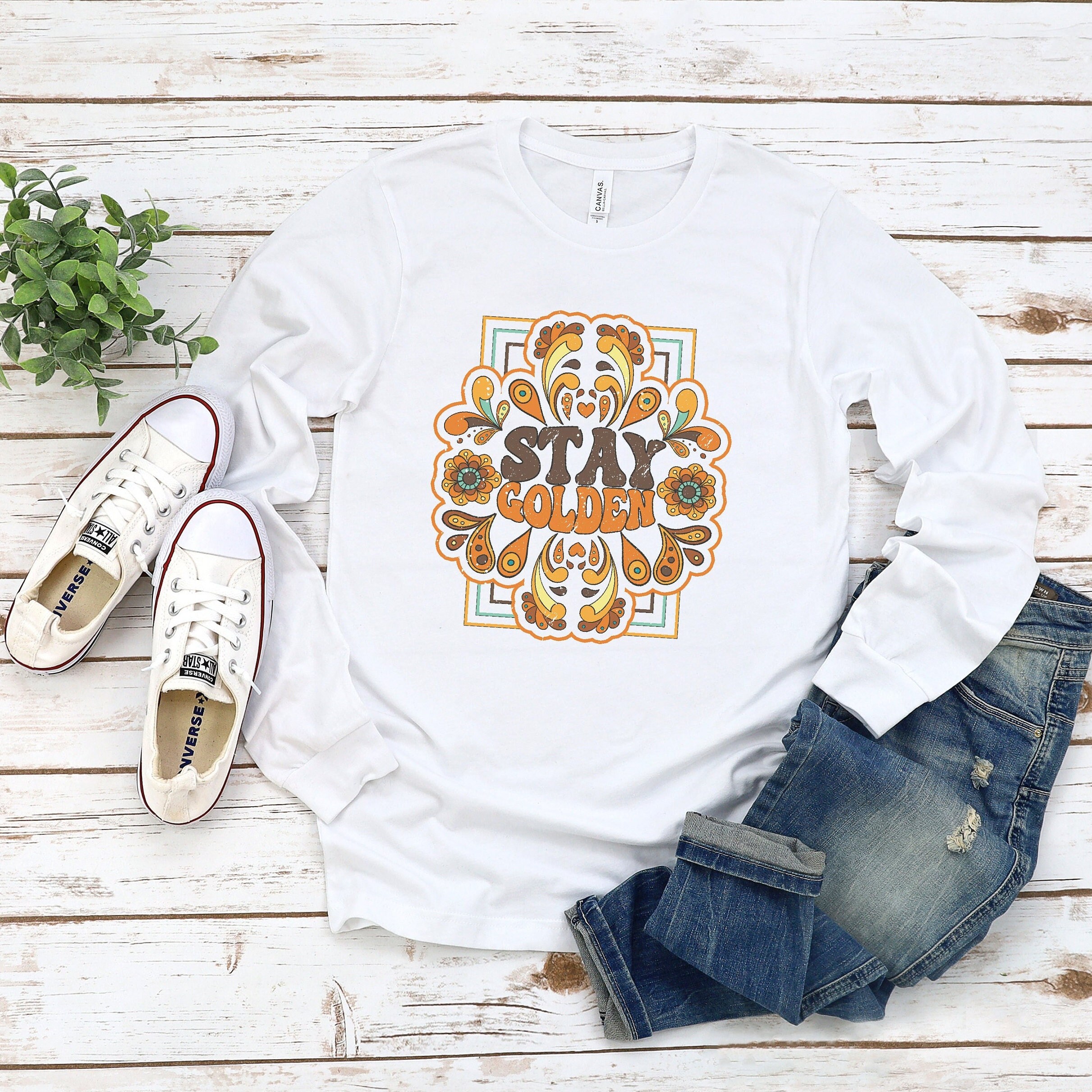 Hippie Shirt, Retro Long Sleeve T Shirt, Women's Graphic Hippie