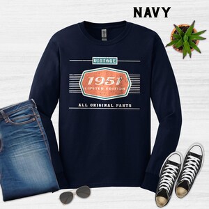 75th Birthday Gift, 1951 Birthday Unisex Shirt for Dad, Car Lover Grandpa Gifts Navy