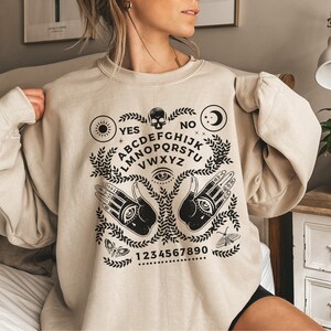 Ouija Board, Halloween Sweatshirt, Witchy Vibes Sweatshirt, Hamsa Hands, Celestial, Skull Sweatshirt, Boho Halloween