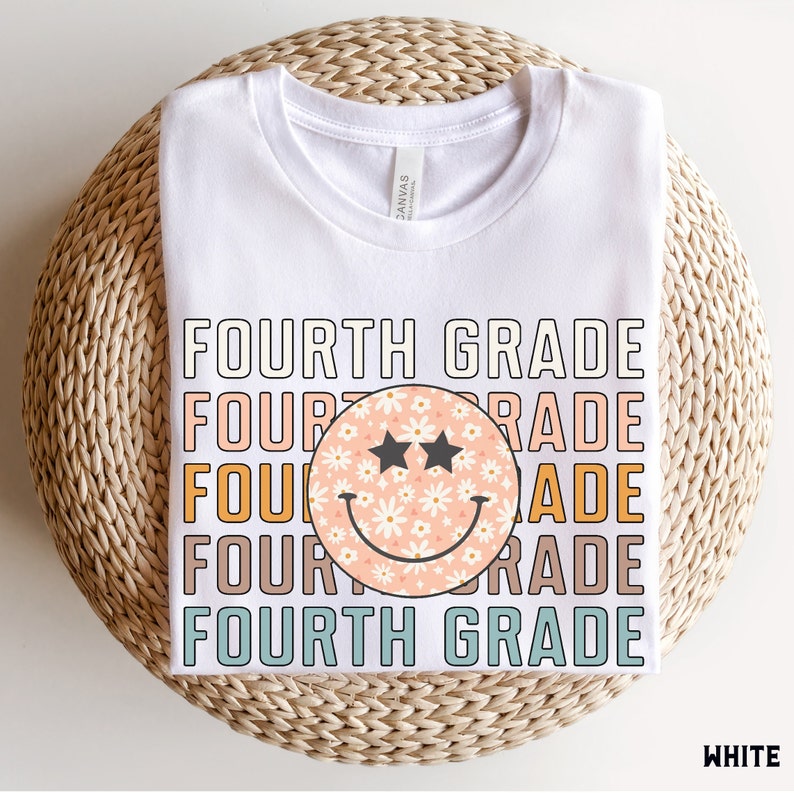 Fourth Grade Shirt, Fourth Grade Teacher Shirt, 4th Grade Team Shirts, Back to School Shirts, Retro Kids First Day of 4th Grade Tee White