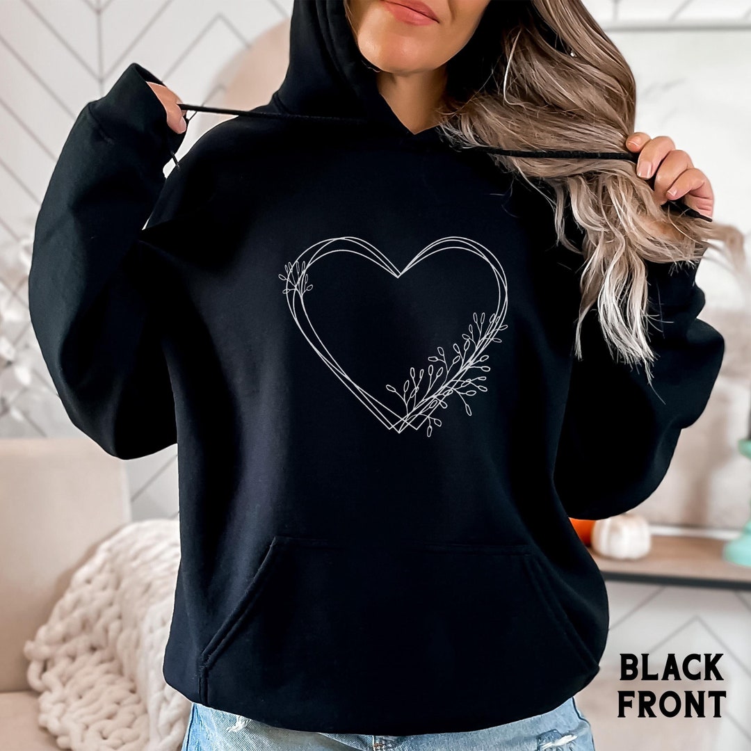 Floral Heart Sweatshirt or Hoodie, Minimalist Valentine's Day Sweater ...
