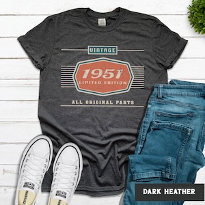 75th Birthday Gift, 1951 Birthday Unisex Shirt for Dad, Car Lover Grandpa Gifts Dark Heather