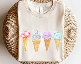 Ice Cream Cone Shirt, Ice Cream Shirt, Cute Watercolor Ice Ice Cream Cone Shirt, Ice Cream Shirt, Cute Watercolor Ice