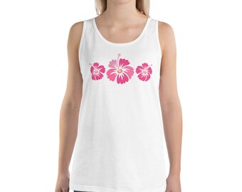 Hibiscus Tank Top, Hawaiian Tank, Retro Beach Tank, Summer
