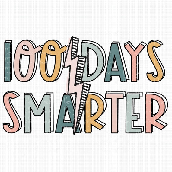 100 Days of School PNG, 100 Days Smarter PNG, Kids Rainbow Letter 100 Days PNG, Retro Sublimation png file, Popular Teacher Downloads