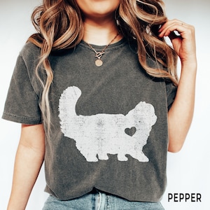 Persian Cat Shirt, Comfort Colors®, Vintage Long Hair Cat Heart Tee, Cat Mom, Cat Dad, Persian Cat Gifts