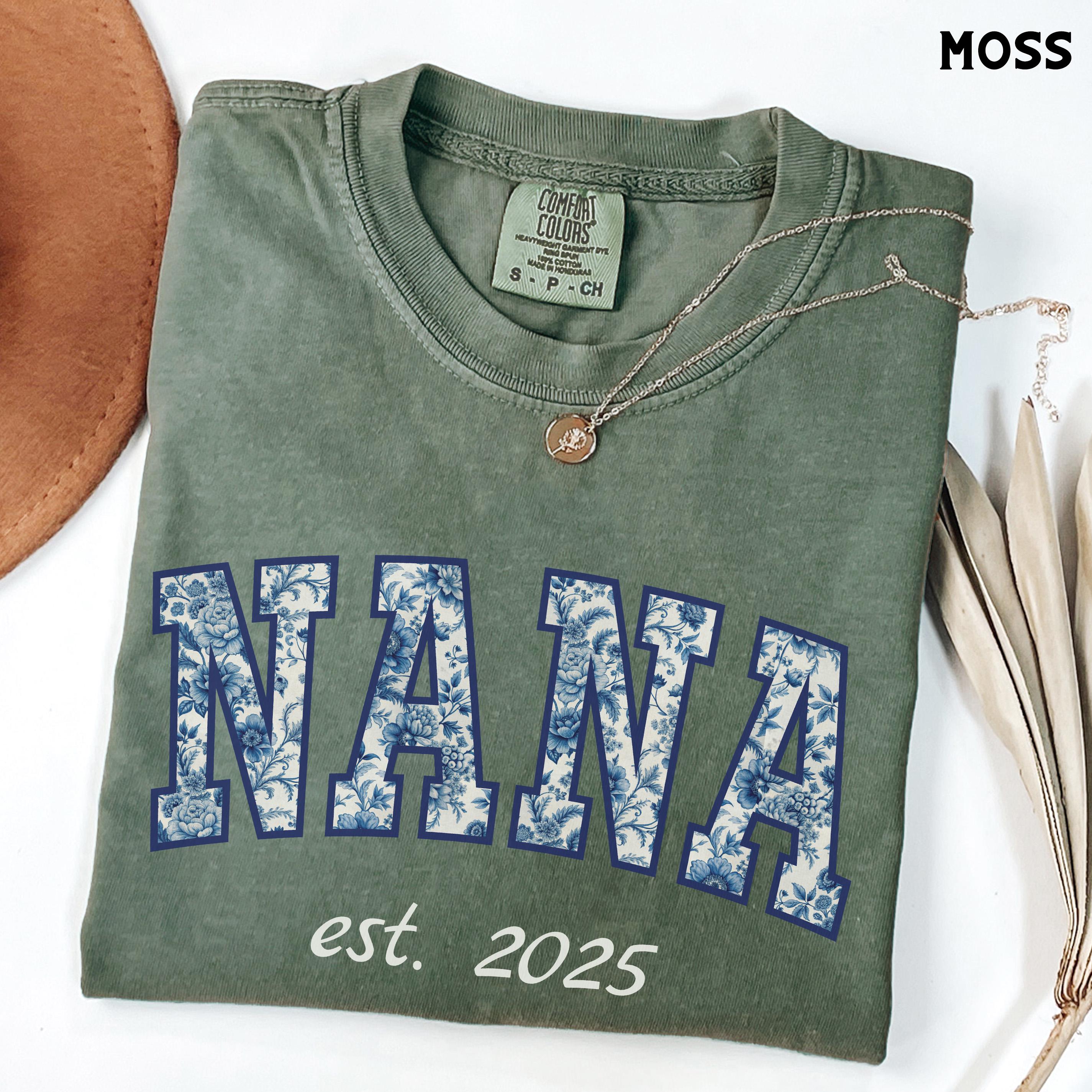Custom Blue Toile Nana Shirt, Comfort Colors®, Personalized Nana 