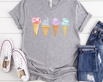 Ice Cream Cone Shirt, Ice Cream Shirt, Cute Watercolor Ice