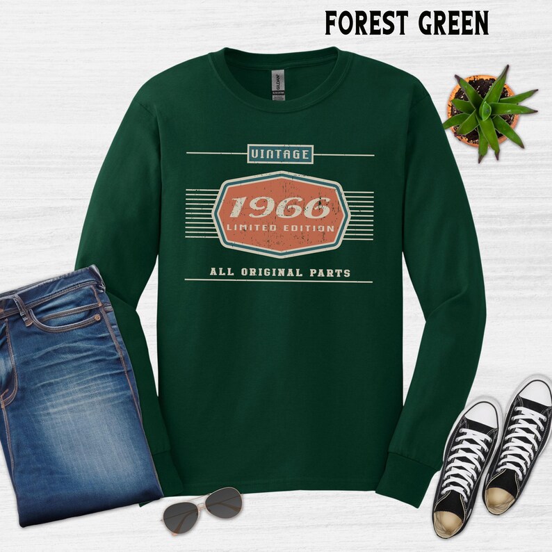 60th Birthday Gift, 1966 Birthday Unisex Shirt, Car Lover Dad Grandpa Gifts Forest Green