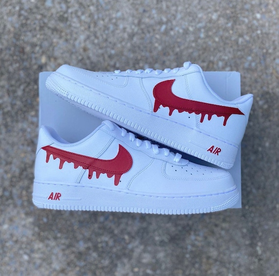 Custom Nike Air Force 1 - blue swoosh drip