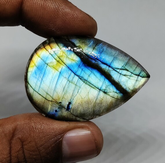 Loose Gemstone, 100/% Natural Multi Flashy labradorite Gemstone,Cabochon,Top Quality..! labradorite Pear Shape 34x22x9 MM