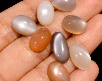 Oval Moonstone Cabochons: Natural Gemstone Lot for Jewelry Making