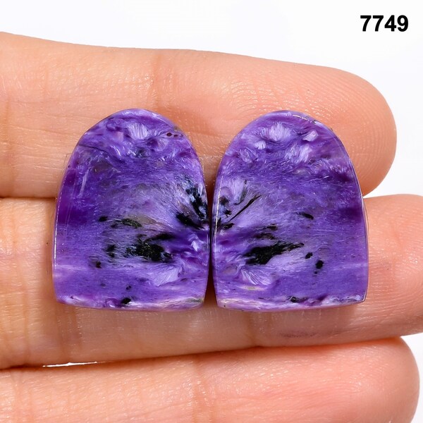 Natural Charoite Cabochon  Pairs  Mix Shape Loose Gemstone Hand Made For Making Earring.