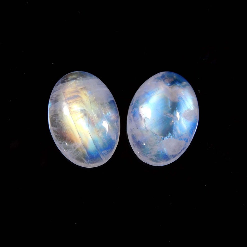 2 Pieces Lot 100/% Natural rainbow Moon Stone Cabochon Oval Shape Calibrated Size For Hand Made Making Jewelry 9 Ct 10X14X4 MM Approx