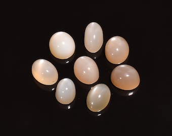 Natural Moonstone Cabochon Gemstone Lot: Oval Jewelry Making Stones