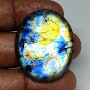 Labradorite Triangular Shape Cabochon 35\u00d720\u00d78 MM Size