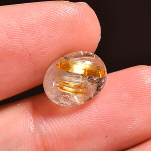 Classic Top Grade Quality 100% Natural Golden Rutile Quartz Oval Shape Cabochon Loose Gemstone For Making Jewelry 3.5 Ct. 11X9X4 mm MV-11955