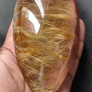 Natural Rare Golden Rutile Quartz Large Pear Shape Cabochon Gold Fire Loose Gemstone Hand Made For Making Jewelry 1650 Ct. 3X6X12 CM Aprrox.
