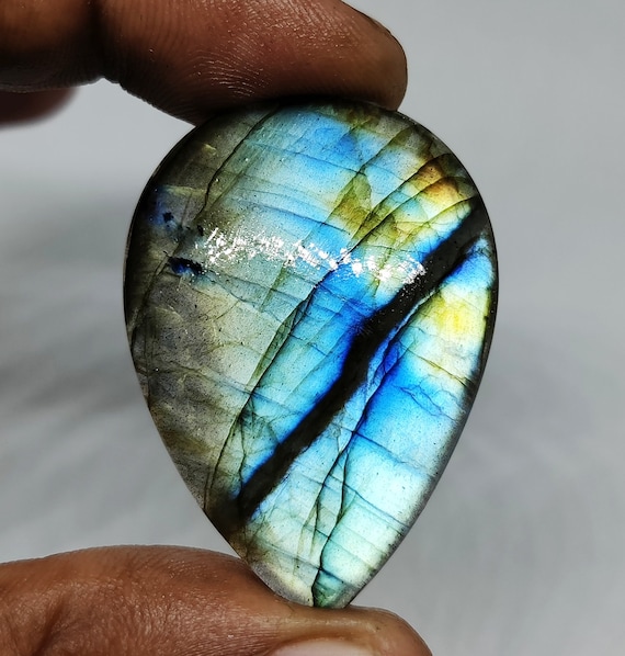 Labradorite Triangular Shape Cabochon 35\u00d720\u00d78 MM Size