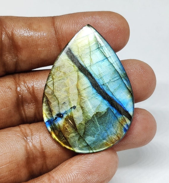 Labradorite Triangular Shape Cabochon 35\u00d720\u00d78 MM Size