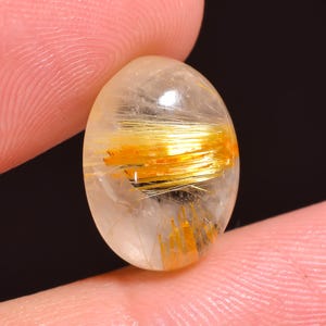 Stunning Top Grade Quality 100% Natural Golden Rutile Quartz Oval Shape Cabochon Loose Gemstone For Making Jewelry 7 Ct. 10X14X5 mm MV-11216