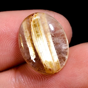 Fabulous Top Grade Quality 100% Natural Golden Rutile Quartz Oval Shape Cabochon Gemstone For Making Jewelry 7 Ct. 12X16X4 mm MV-9982