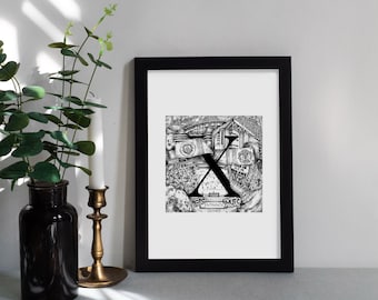 Manchester Letter X for Entrance X, City and United Print