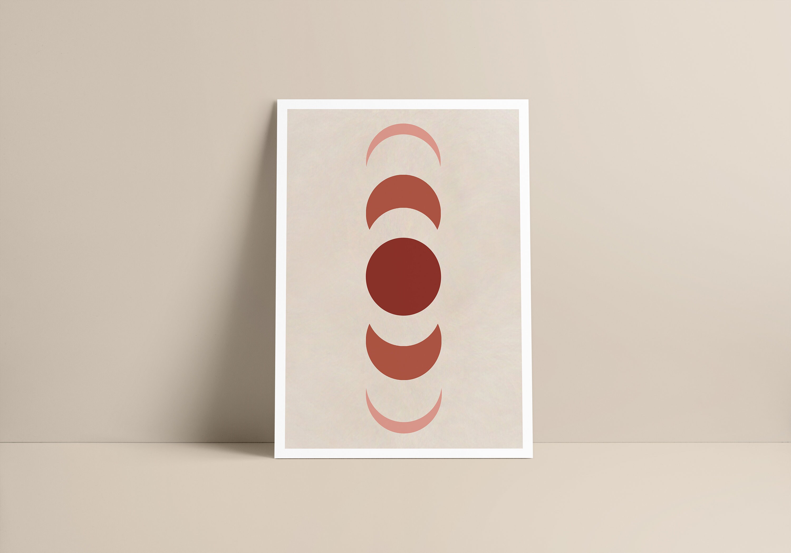 Affiche - Moon Phases Minimalist Décoration Bohème Boho Illustration Lune Terracotta Format A3, A4 o