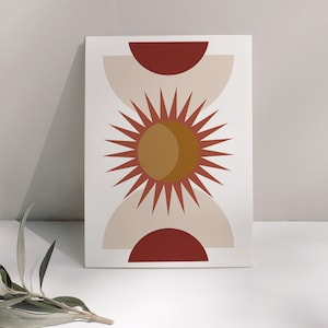 Poster - Armonia Lunare - Minimalista - Decorazione Boho - Illustrazione Boho - Sole - Terracotta - Formato A3, A4 o A5